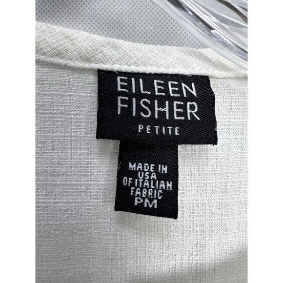 Eileen Fisher Shirt Womens White Button Up Linen Size Large PM Lagenlook - Picture 4 of 8